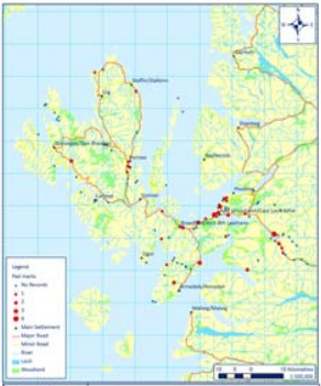 Map of mink tunnels & rafts in Skye & Lochalsh