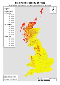 Map of Probability of Twite Presence in GB